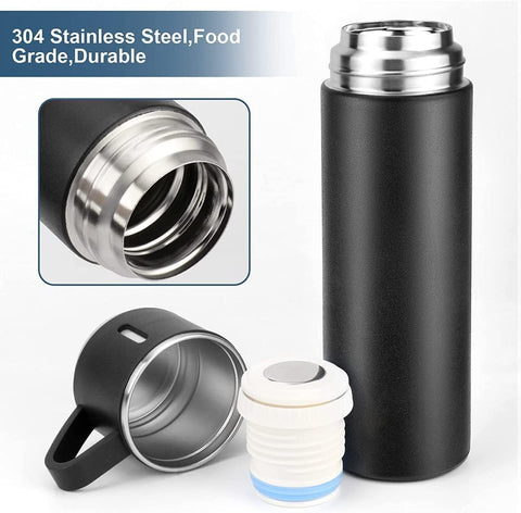 Double Wall Stainless Steel Vacuum Thermos Flask 500ml With 3