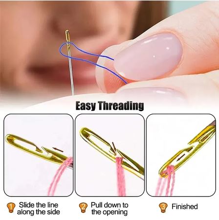 Self Threading Needles with Beautiful Wooden Box Case ( Imported Quality )