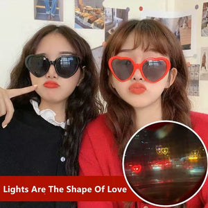 Love Heart Shaped Effects Glasses Watch The Lights Change to Heart Shape At Night Diffraction Glasses Women Fashion Sunglasses