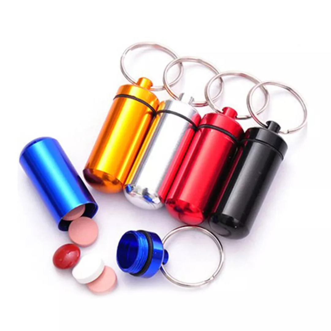 Metal Pill Case with Keychain